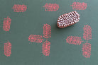 Hand carved wooden stamp printing simple leaf branch pattern
