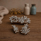 Collection of Indian wooden block printing stamps for fabric and textile printing