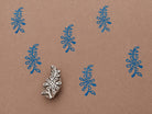 Wooden block printing stamp with leaf sprig botanical design for fabric printing