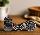 Tropical Fruit Stamp Set – Pineapple, Watermelon & Citrus Wooden Printing Blocks for Fabric, Textile, Craft Printing