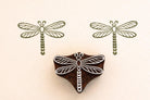 Dragonfly wooden printing stamp used on fabric showing green textile prints block printing stamp for crafts