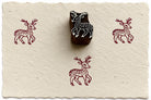 Hand carved deer block stamp with tribal inspired wildlife print on handmade paper