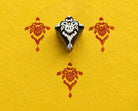 Hand carved Royal Damask wooden printing block with traditional Indian ornamental pattern stamped on handmade paper for fabric printing, textile design, pottery, clay and paper crafts.