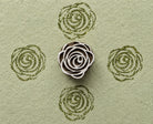 Hand carved wooden rose stamp for block printing on fabric and paper