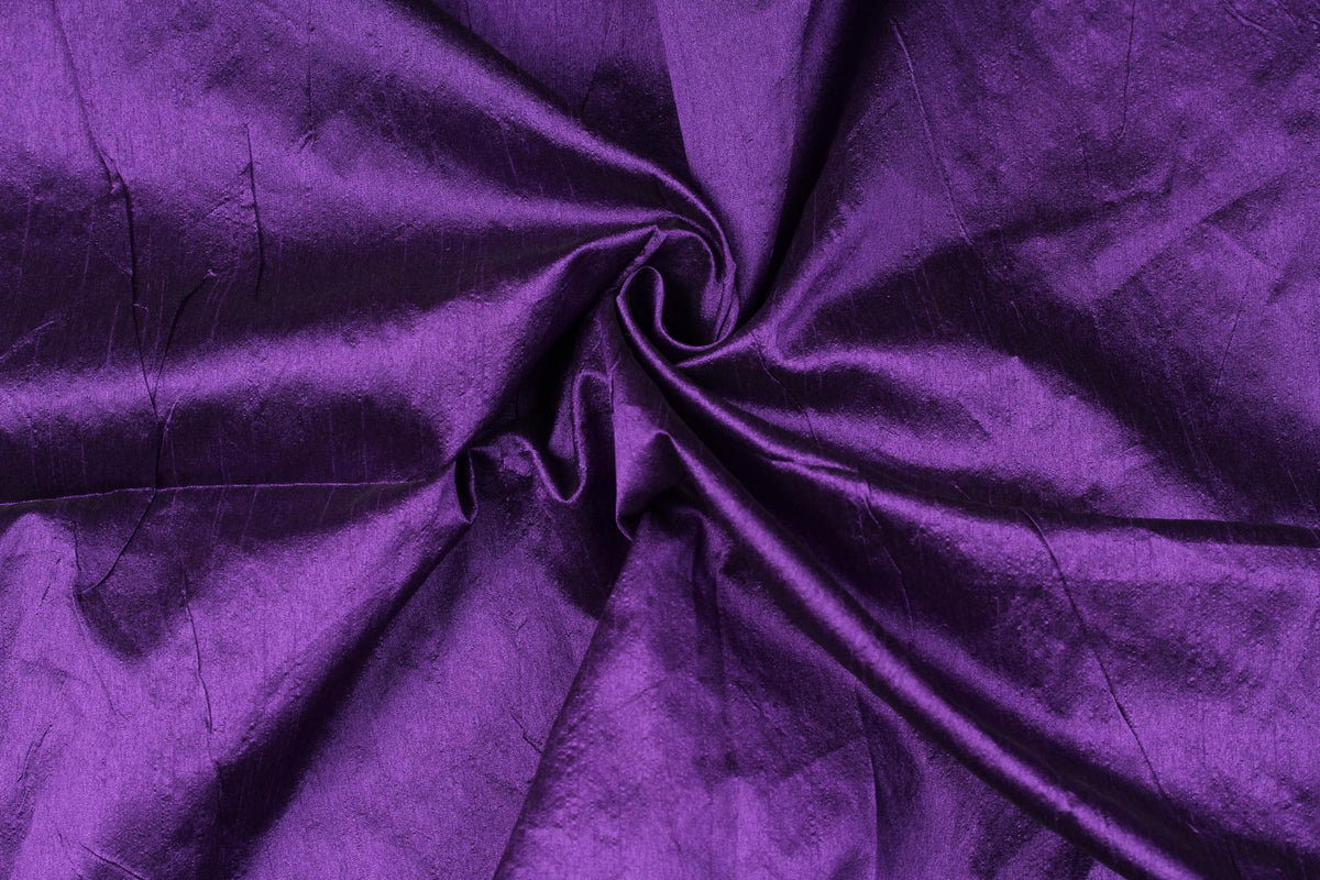 Deep royal amethyst faux silk fabric showing its rich purple colour and subtle sheen