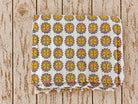 Folded hand block printed mulmul cotton fabric with colourful folk lion motifs