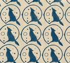 Indigo Howling Wolf Moon pattern on cream hand block printed cotton fabric