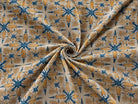 Folk Bloom repeating floral and geometric pattern on soft mulmul cotton fabric