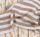 Taupe and white striped lightweight cotton fabric, hand screen printed in India