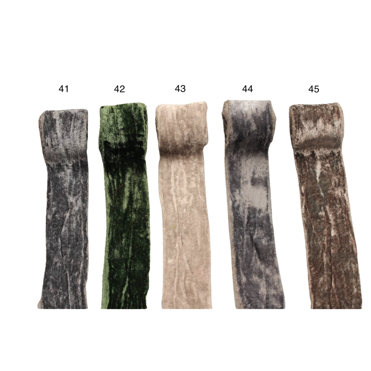 Continuous Silk Cotton Velvet Ribbon in Gray, Brown & Green
