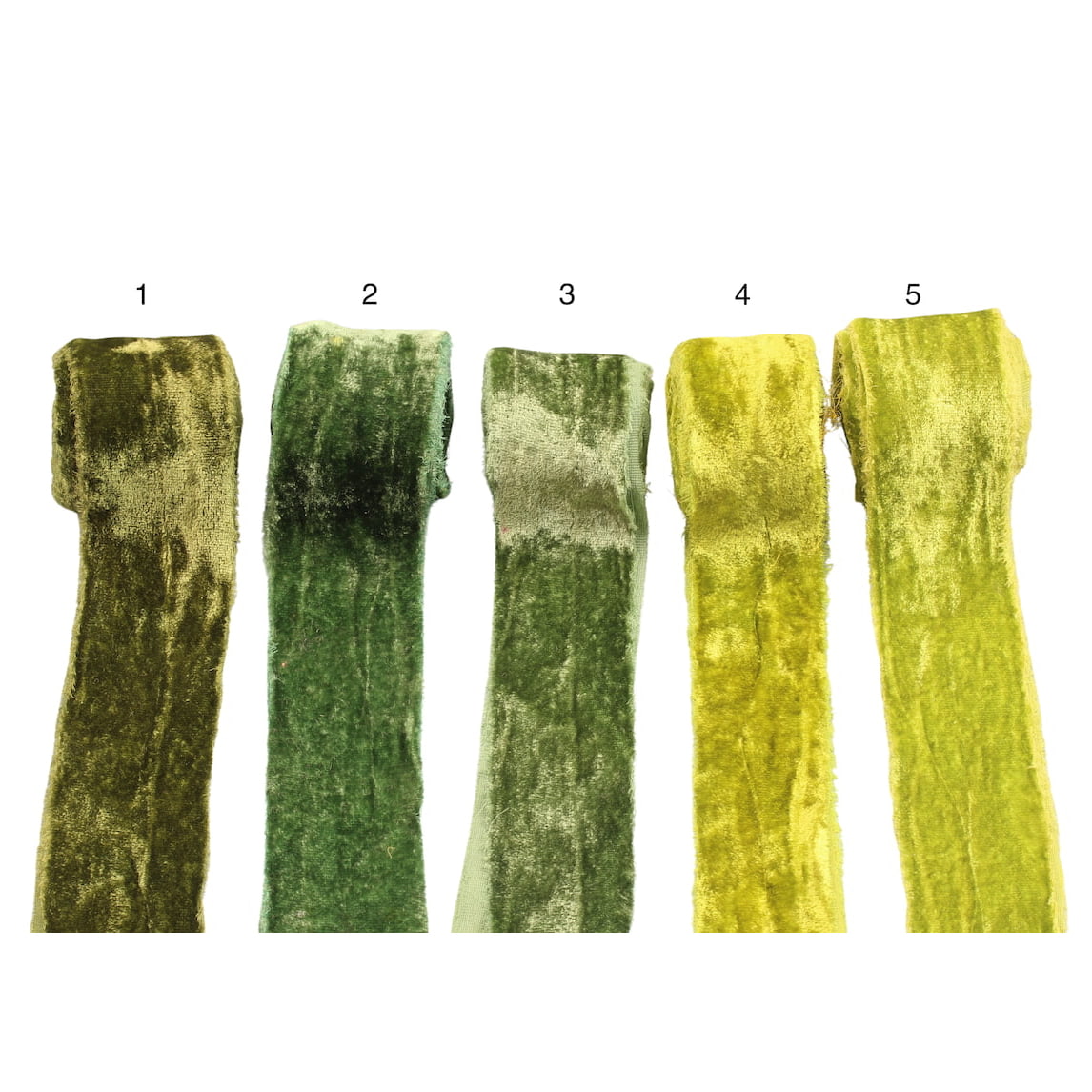 Continuous Silk Cotton Velvet Ribbon in Green Shades