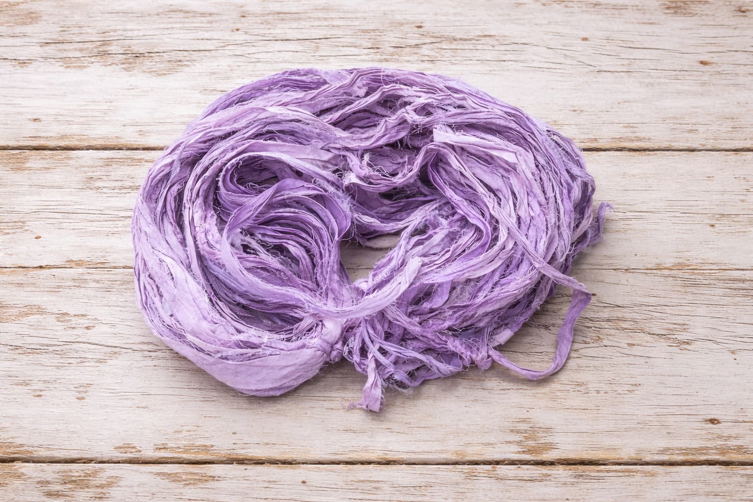 Lavender recycled sari silk ribbon