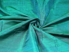 Peacock teal dupion silk fabric with iridescent blue green sheen