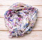 Coiled Cotton Candy Confetti silk ribbon yarn in soft pastel rainbow tones