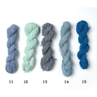 Nettle Yarn in sky blue, light turquoise, gray & dark blue – hand-spun Himalayan yarn