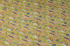 Olive Woodland Wildflower hand block printed cotton fabric featuring botanical flowers, berries, and trailing vines on an olive green background
