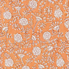 Apricot and white floral vine block printed cotton fabric detail