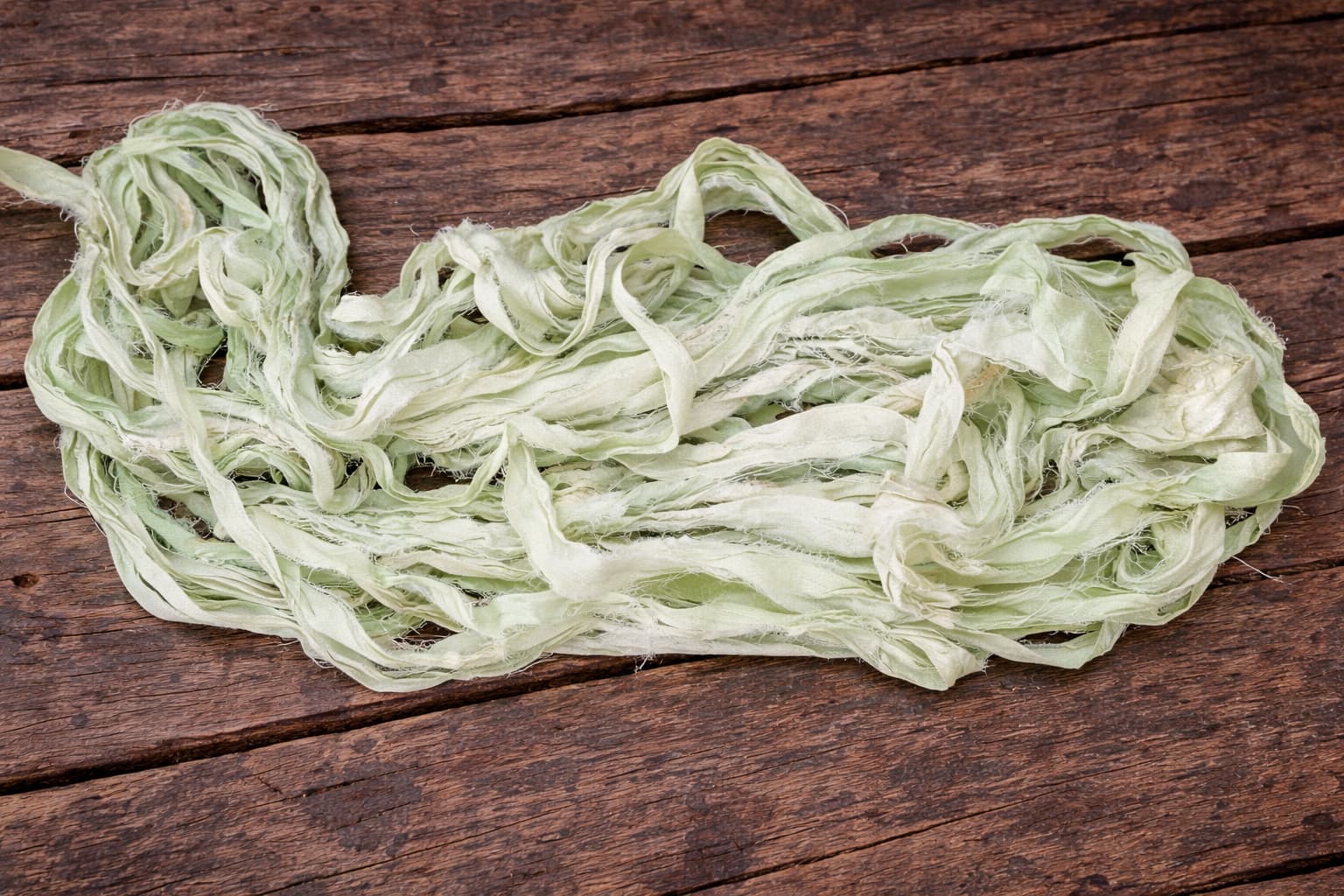 Sage Mist recycled sari silk ribbon