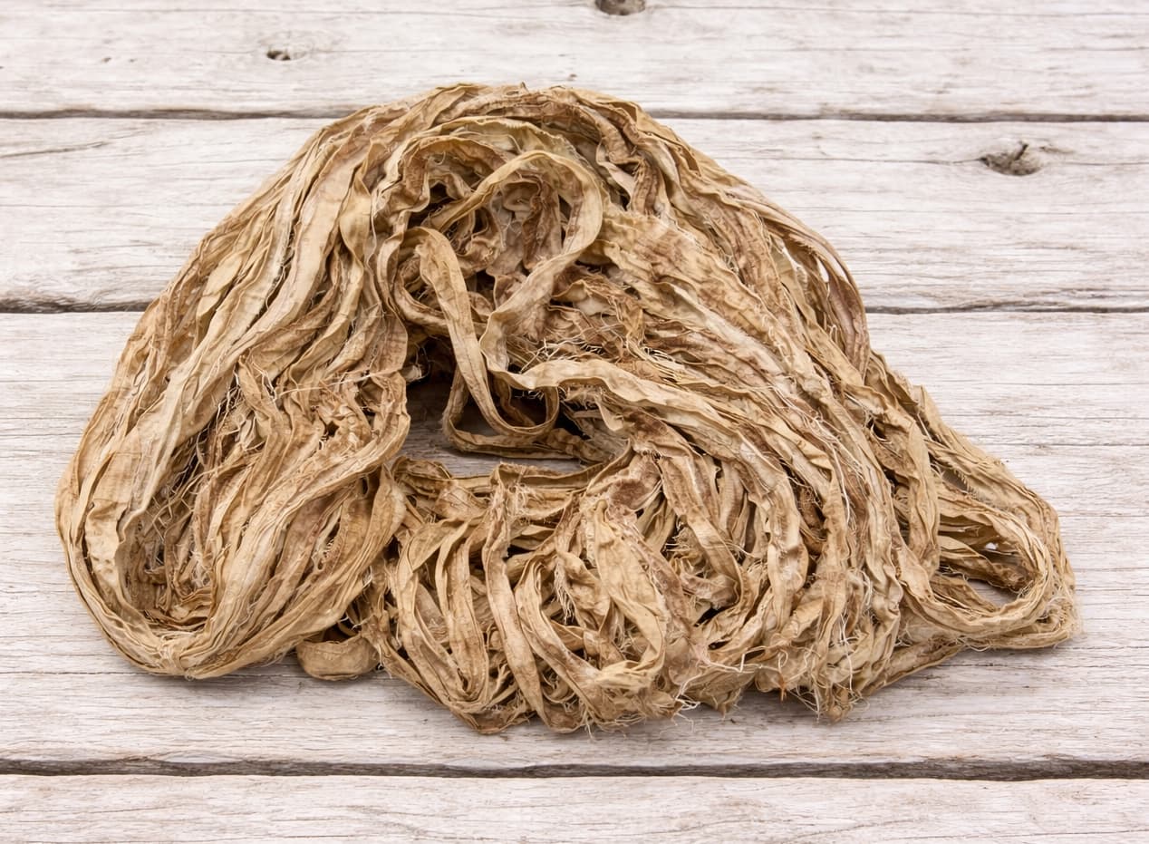 Camel sari silk ribbon for weaving crochet and textile art
