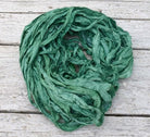 Eucalyptus green sari silk ribbon for weaving and textile art