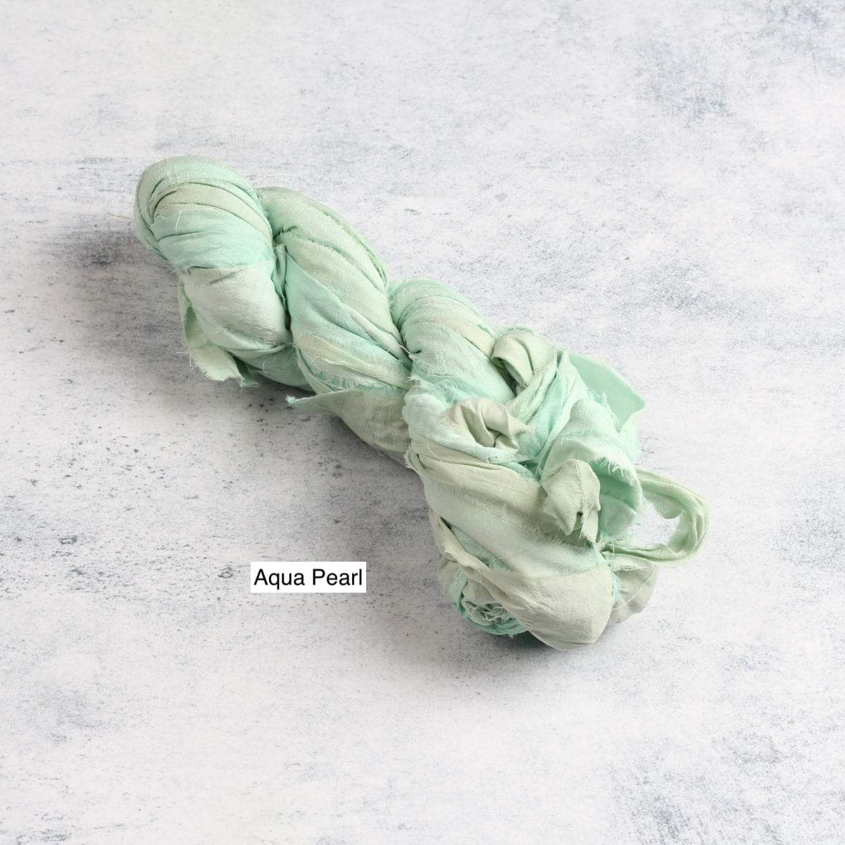Aqua Pearl sari silk ribbon – soft shimmering blue-green tone