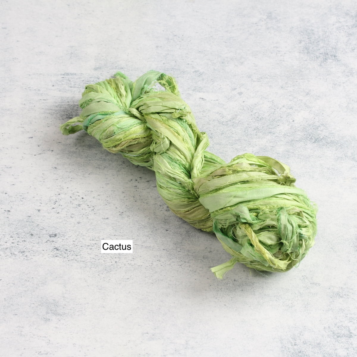 Cactus green sari silk ribbon handmade from recycled sari silk