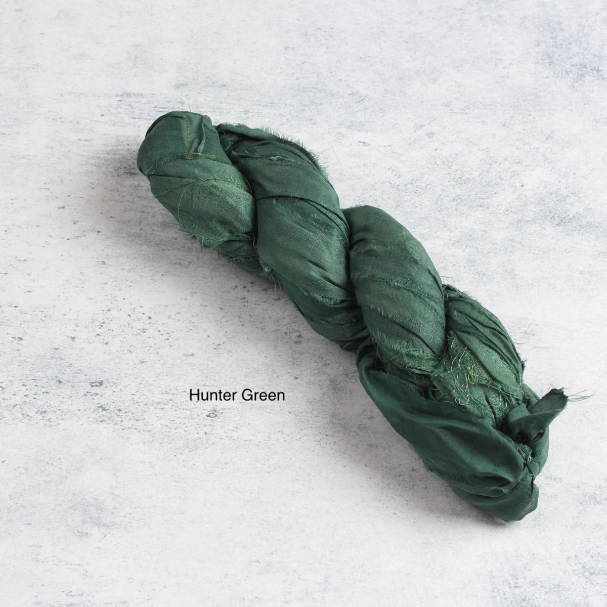 Hunter green sari silk ribbon – dark earthy recycled silk ribbon for weaving and embellishment