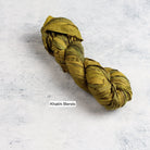 Khaki green sari silk ribbon hand-dyed for crafts and textile use