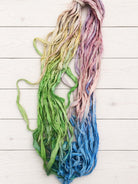 Draped Pastel Meadow recycled silk ribbon showing full color gradient