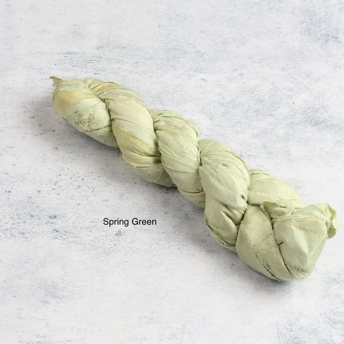 Spring green sari silk ribbon – bright hand-dyed recycled silk for crafts and decorations