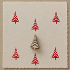 Stylised Christmas tree wooden printing block from India, hand carved for festive fabric and textile printing