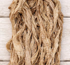 Close up texture of Camel recycled sari silk ribbon